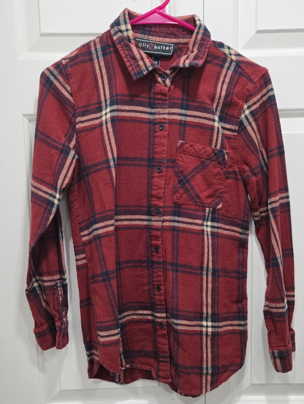 Polly & Esther Red Plaid Button-Down Shirt